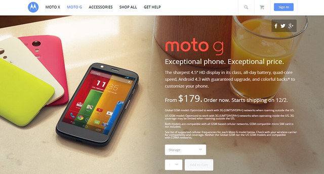 $179の低価格なスマートフォンMotorola moto gはT-Mobile USで使えるAWSバンドに対応していた。 - Arakawa
